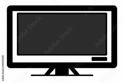 Smart TV silhouette black vector illustration and white background
