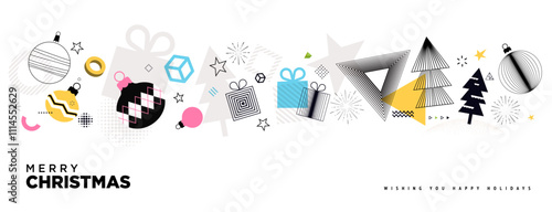 Merry Christmas and Happy New Year Greeting Card. Vector illustration for background, greeting card, party invitation card, website banner, social media banner, business and marketing material.