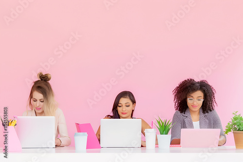 Modern women at work, feminism concept photo