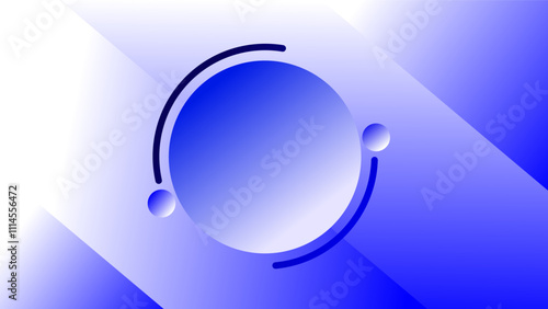 Blue and white glowing circle frame over blue and white fading gradient strips background