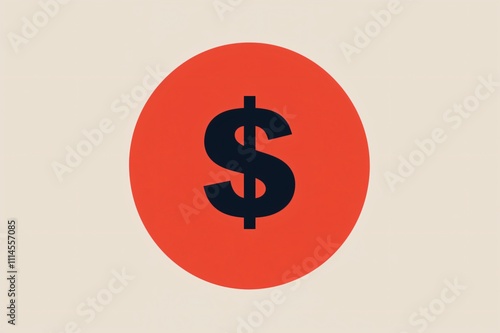 Simple and bold design featuring a black dollar sign centered within a vibrant red circle, conveying financial concepts