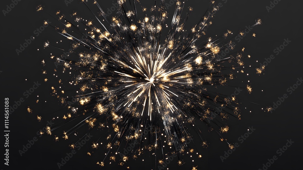 Fototapeta premium Happy New Year with golden background sparkles isolated on trasparent background