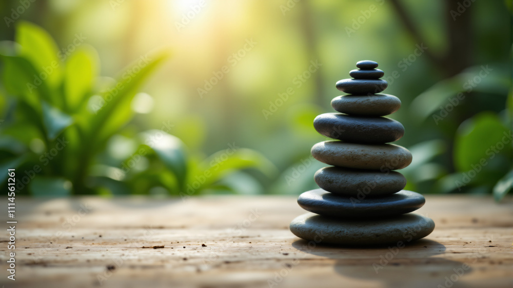 Fototapeta premium Discover the Art of Stone Stacking A Guide to Tranquility and Balance in Nature