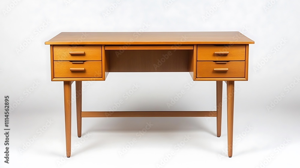 A wooden desk with four drawers and a keyboard A wooden desk with four drawers and a keyboard