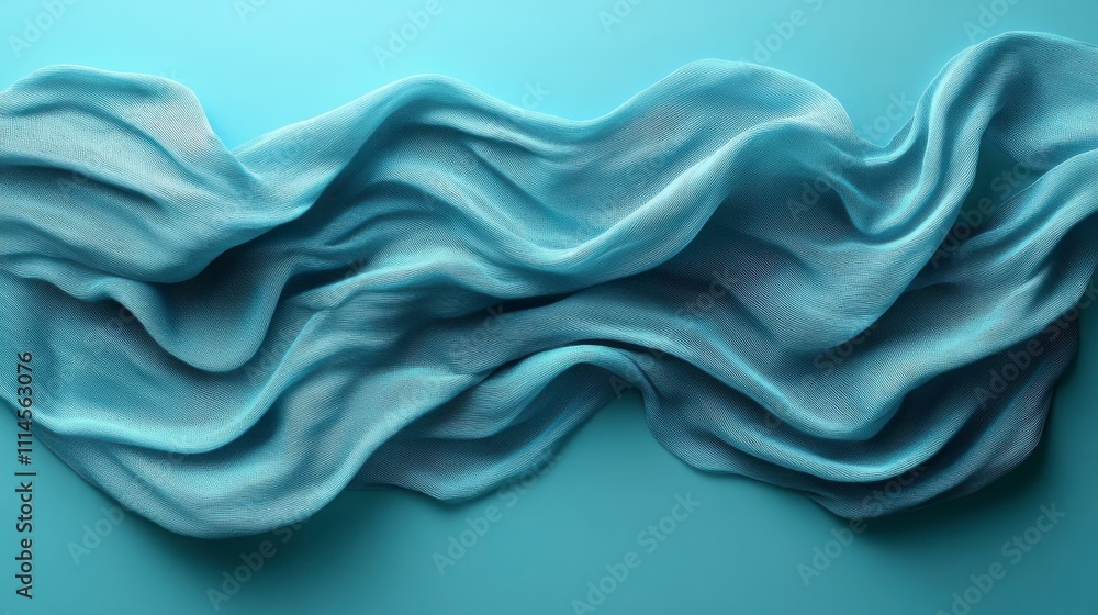 Obraz premium Stunning Light Blue Fabric Drape with Elegant Folds. High-Quality Fabric Texture Image for Design Inspiration and Backgrounds.