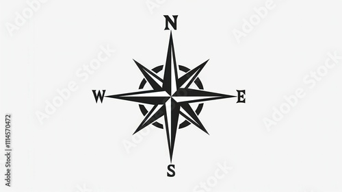 Compass rose design featuring cardinal directions with intricate points for navigation and orientation use