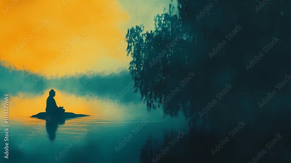 Abstract Buddha statue illustration featuring mystical elements and peaceful vibes, evoking spiritual balance and meditative energy. Abstract Buddha statue illustration featuring mystical elements and peaceful vibes, evoking spiritual balance and meditative energy.
