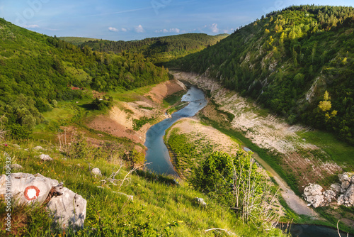Obraz na płótnie Summer Mountain Landscape with Uvac River w salonie