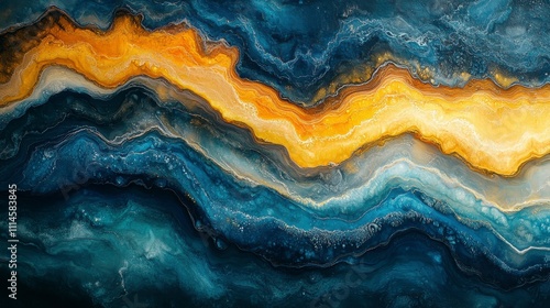 Stunning Abstract Landscape Painting with Layered Colors and Dynamic Textural Design