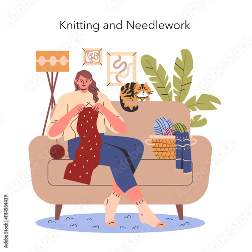 Hobbies at Home. Flat Vector Illustration