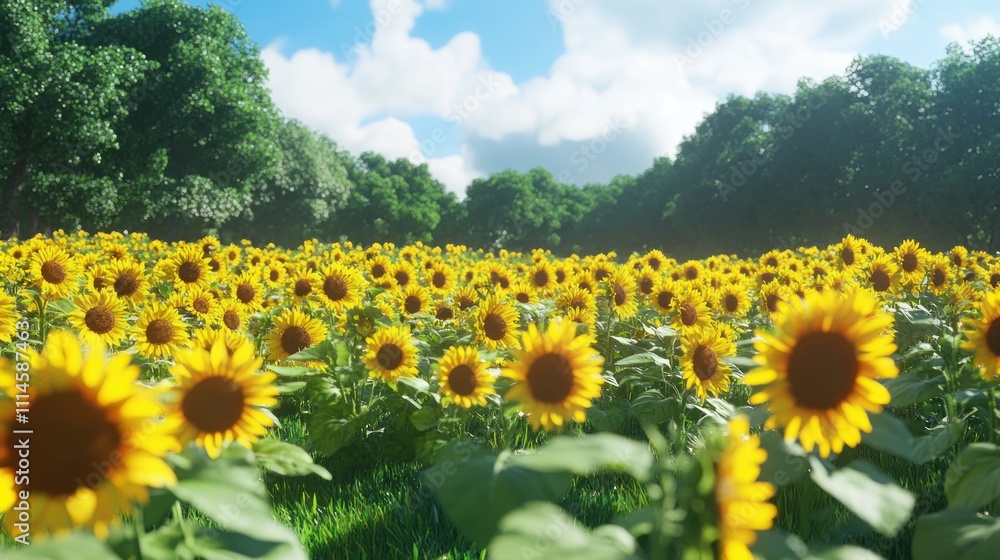 Obraz premium Sunflowers Bloom Abundantly In A Summer Field