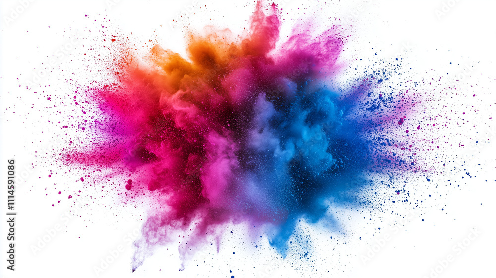 Explosion of colored powder, isolated on white background. Aabstract blast of colors Explosion of colored powder, isolated on white background. Aabstract blast of colors