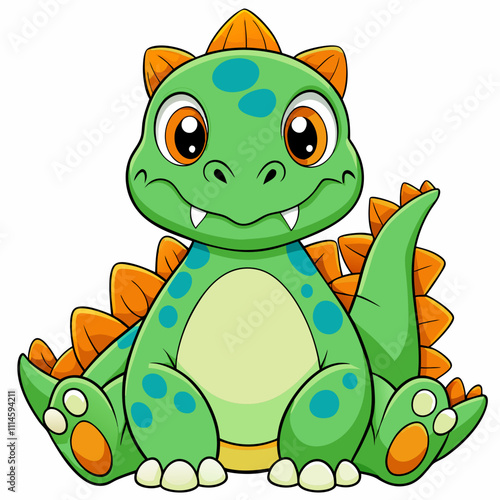 cartoon baby stegosaurus dinosaur sitting

