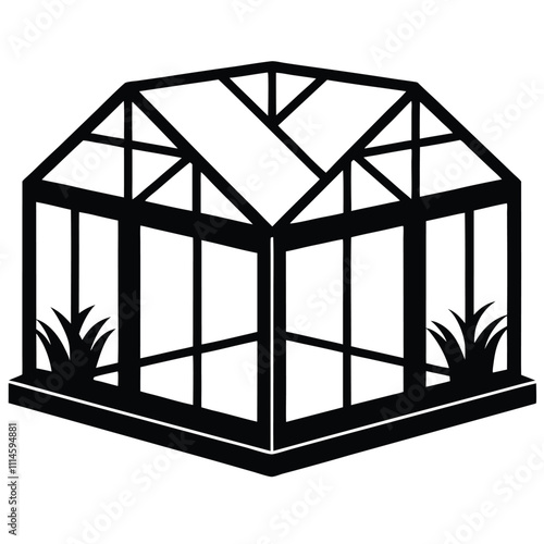 greenhouses vector silhouette white background