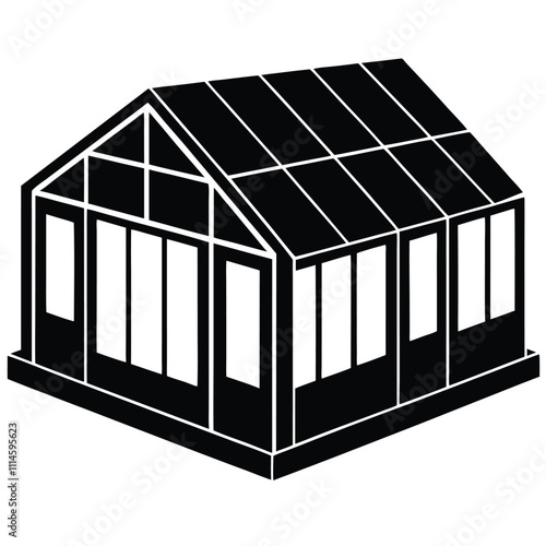 greenhouses vector silhouette white background