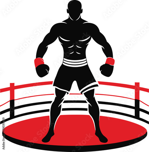 boxers in the ring vector silhouette withe background