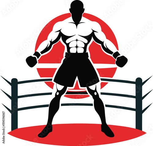boxers in the ring vector silhouette withe background