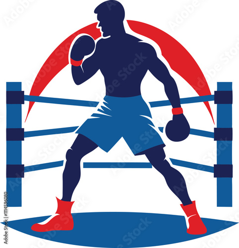 boxers in the ring vector silhouette withe background