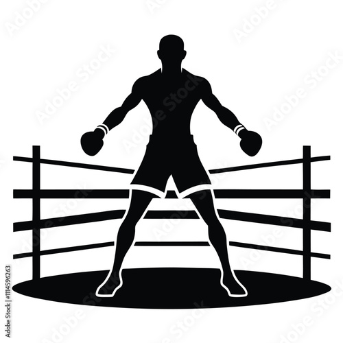 boxers in the ring vector silhouette withe background