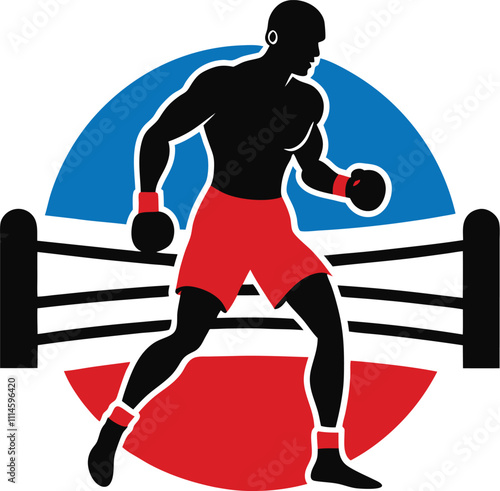 boxers in the ring vector silhouette withe background