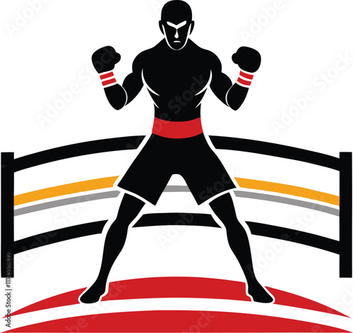 boxers in the ring vector silhouette withe background