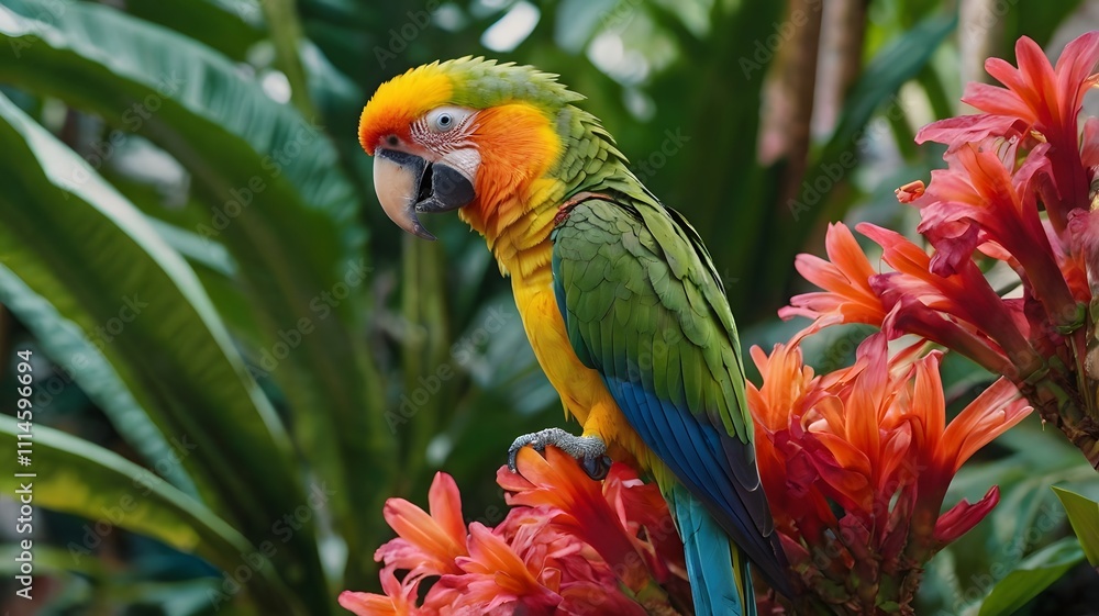 Obraz premium Macaw Perched on Branch