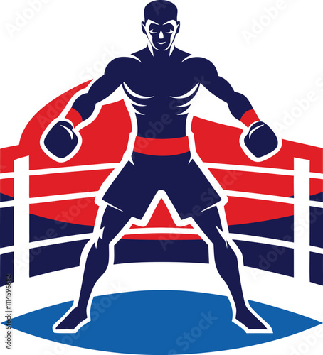 boxers in the ring vector silhouette withe background