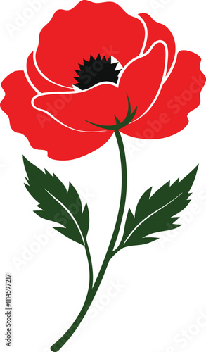 Poppie flower vector silhouette white background