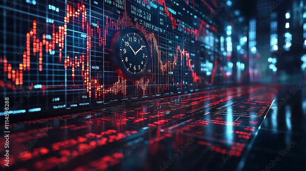 City Skyline Backdrop for Financial Vigilance: A Clock Overseeing the Nocturnal Hustle of the Trading Floors, 金融監視の背景にある都市の景観:取引所の夜間の熱気を見渡す時計 Generative AI City Skyline Backdrop for Financial Vigilance: A Clock Overseeing the Nocturnal Hustle of the Trading Floors, 金融監視の背景にある都市の景観:取引所の夜間の熱気を見渡す時計 Generative AI