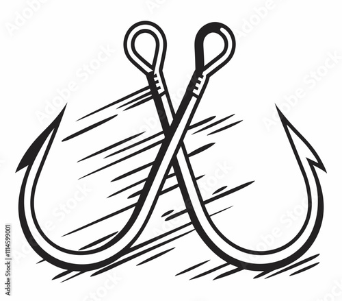 two crossed fishing hook vector

