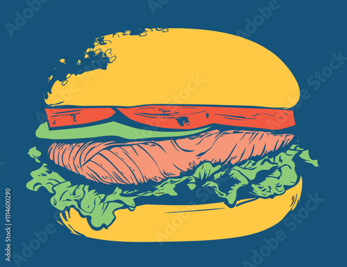 Fischbrötchen mit Lachs Illustration