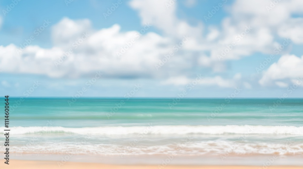 Obraz premium Serene Ocean Beachscape Under a Cloudy Sky