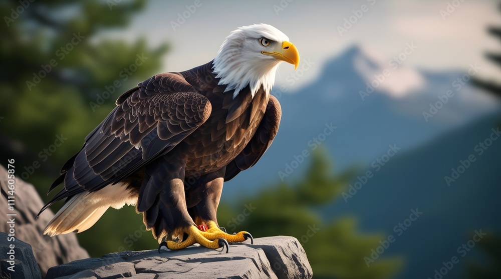 Obraz premium bald eagle sitting on a rock