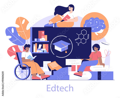 Edtech. Flat Vector Illustration