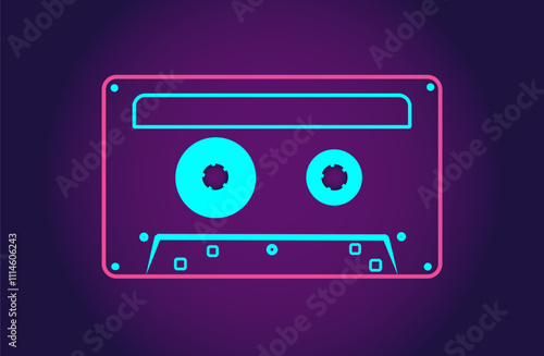 Retro cassette tape illustration with neon colors