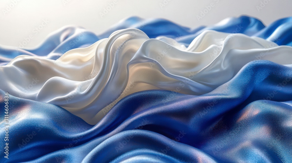 Fototapeta premium Stunning Blue and White Silk Fabric Texture: A Luxurious Visual Feast