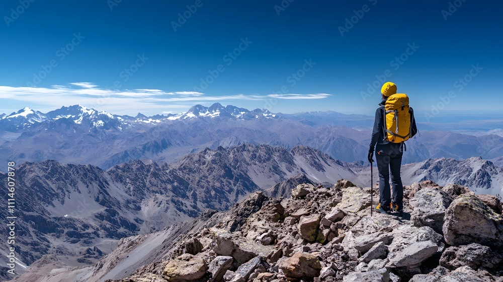 Fototapeta premium Expansive mountain views inspire a sense of adventure in rugged landscapes