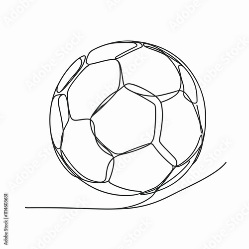 Minimalistic Soccer Ball Illustration in Line Art Style, AI Generation