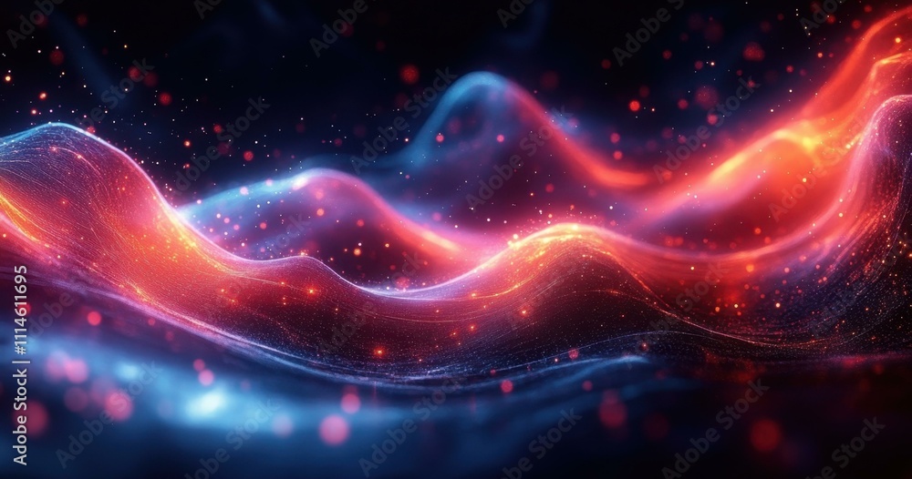 Obraz premium Digital Energy Flow. Post Quantum Cryptography Mlops IIoT Latent space Ai rendering singularity Motion array Applied intuition Riverlane Second state Abstract glowing wave vibrant visualization for t