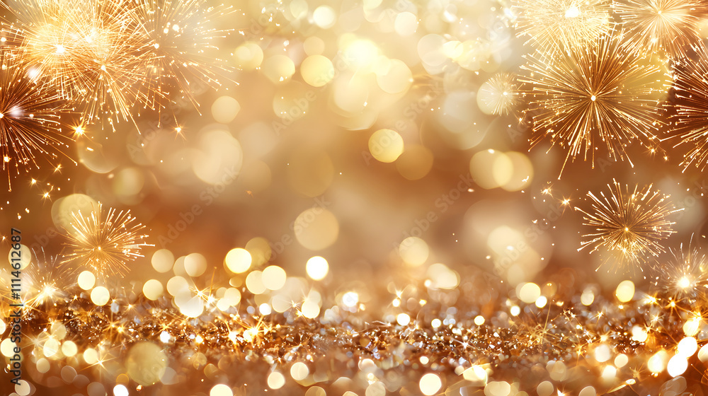 A shimmering golden backdrop adorned with vibrant bursts of light. Generative AI. A shimmering golden backdrop adorned with vibrant bursts of light. Generative AI.