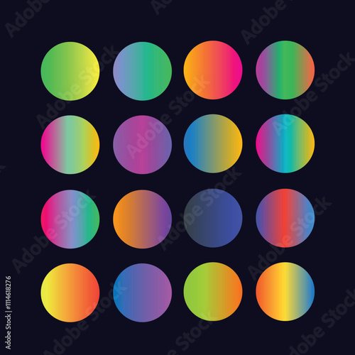 Color gradient palette in the form of circles abstract background