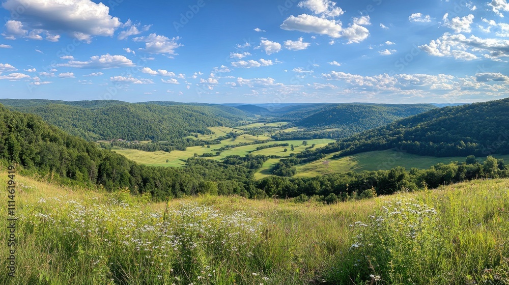 A breathtaking view of the Pineville landscape showcasing lush greenery and rolling hills under a vibrant sky in midday light A breathtaking view of the Pineville landscape showcasing lush greenery and rolling hills under a vibrant sky in midday light