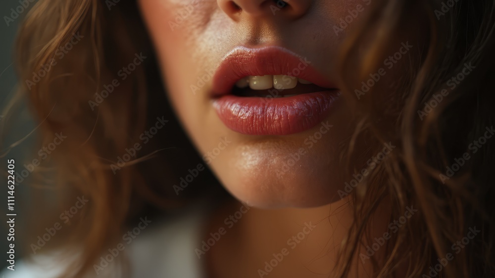 A close up of a woman's face with her mouth open A close up of a woman's face with her mouth open