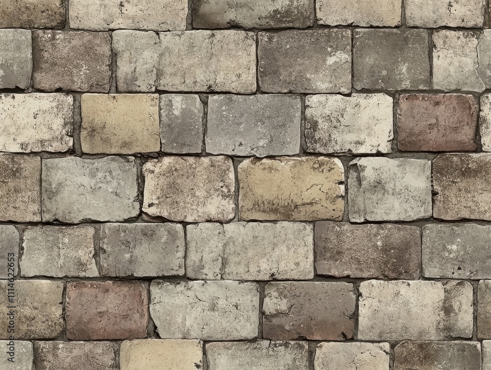 Obraz premium A seamless texture of neutral stone bricks arranged in an alternating pattern for versatile design applications