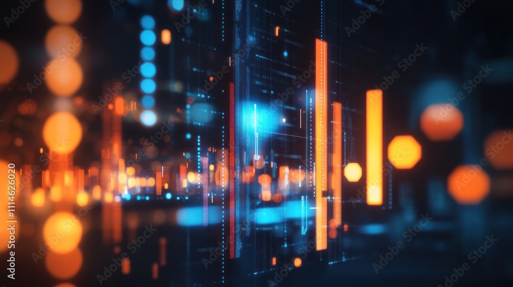 Fototapeta premium Abstract Digital Interface with Glowing Lines and Blurry Lights