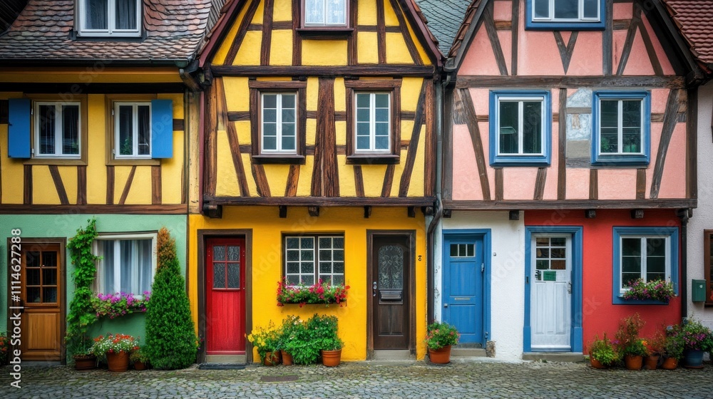 Obraz premium Charming Row of Colorful European Houses