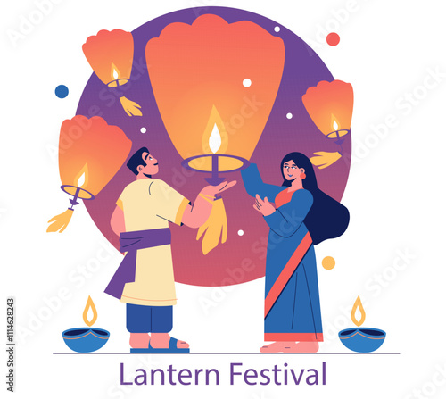 Divali. Flat Vector Illustration