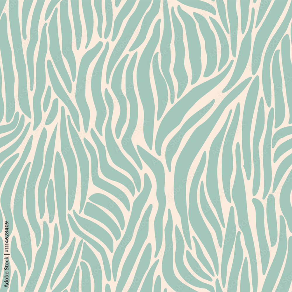 Abstract seamless pattern with wavy lines creating a fluid, organic texture. The design features soft green and cream tones, evoking natural, artistic vibes, suitable for textiles or backgrounds Abstract seamless pattern with wavy lines creating a fluid, organic texture. The design features soft green and cream tones, evoking natural, artistic vibes, suitable for textiles or backgrounds