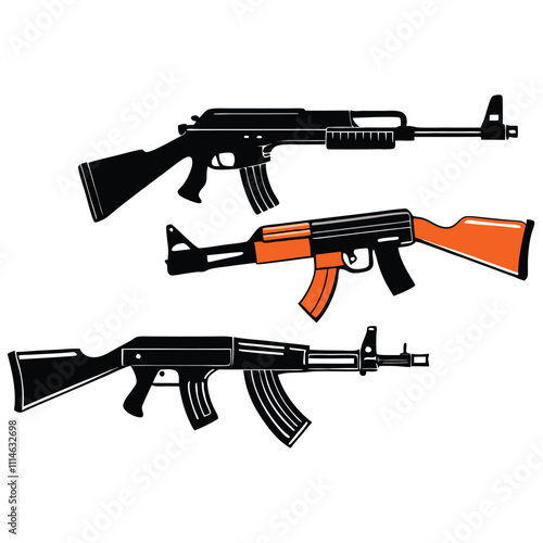three different types of assault rifles