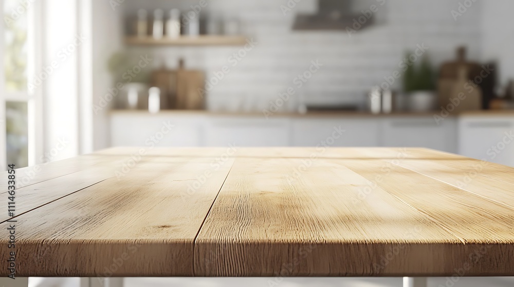 Light Wooden Tabletop In A Bright Kitchen Setting Light Wooden Tabletop In A Bright Kitchen Setting